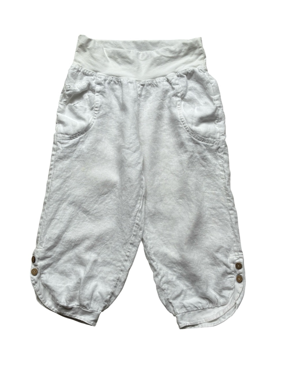 Made in Italy Women's White 100% Linen Cropped Pants Size Medium